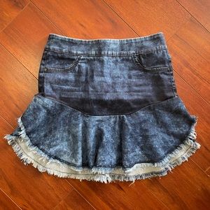 Ruffle bottom jean skirt